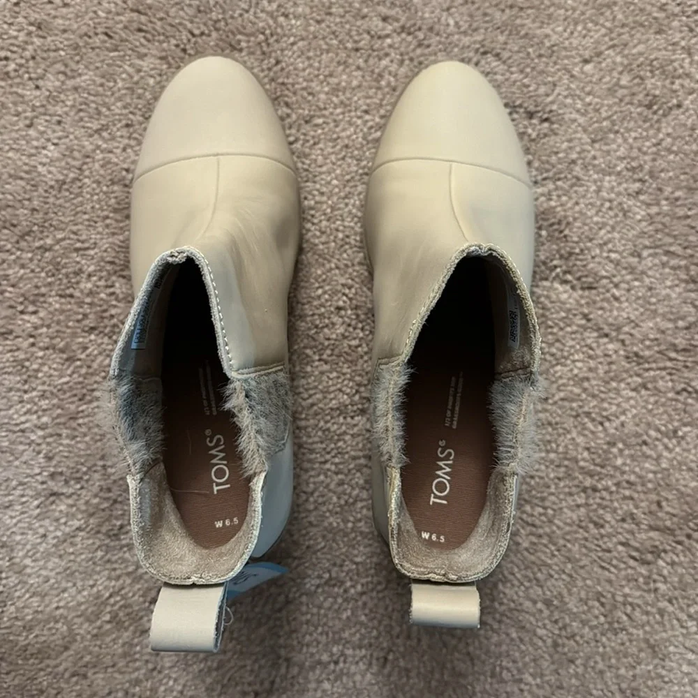 Toms Everly Sand Leather and Plaid Heeled Ankle Boot Women’s 6.5 NWT - Picture 5 of 12